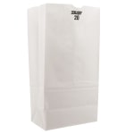 General Paper Grocery Bags, #20, 16 1/8inH x 8 1/4inW x 5 5/16inD, White, Pack Of 500 Bags