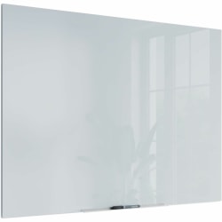 U Brands Frameless Floating Non-Magnetic Glass Dry-Erase Board, 48in X 36in, Frosted White (Actual Size 47in x 35in)