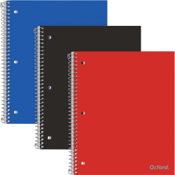 Oxford Wirebound Notebooks, 9in x 11in, 5 Subject, College Ruled, 200 Sheets, Assorted Colors, Pack Of 2