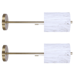 LumiSource Bounty Contemporary Buffet Accent Lamps, 30in, White Marble Shade/Gold Base, Set Of 2 Lamps