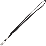 Advantus Flat Clip Lanyard - 100 / Box - 36in Length - Black - Woven, Metal