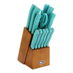 Oster Evansville Stainless-Steel 14-Piece Cutlery Set, Turquoise