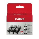 Canon PGI-220 Black Ink Cartridges, Pack Of 3, 2945B004