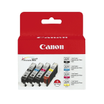 Canon CLI-221 ChromaLife 100+ Black And Cyan, Magenta, Yellow Ink Cartridges, Pack Of 4, 2946B004