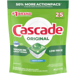 Cascade ActionPacs Dishwasher Detergent Pods, Fresh Scent, Pack Of 25