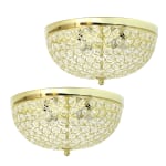 Elegant Designs 2-Light Elipse Crystal Flush-Mount Ceiling Lights, 6-1/2in x 6-1/2in, Chrome/Crystal, Pack Of 2 Lights