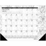 House of Doolittle Academic Doodle Monthly Desk Pad Calendar, 22in x 17in, Black, August 2022 to July 2023