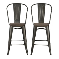 Flash Furniture Margo Commercial-Grade Mid-Back Modern Bar Stool, Brown/Walnut