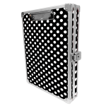 Vaultz Patterned Locking Storage Clipboard, 2-5/16in x 10in, Black/White Polka Dots