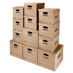 Bankers Box SmoothMove Classic Moving & Boxes With Lift-Off Lids, 14in x 18in x 15in, 85% Recycled, Kraft, Case of 8 Small/4 Medium