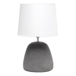 Simple Designs Round Concrete Table Lamp, 16-1/2inH, White Shade/Gray Base