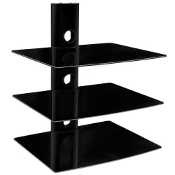 Mount-It! MI-803 Triple Glass Wall Mounted Floating Shelf, 21-7/16inH x 17inW x 14inD, Black