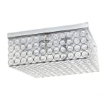 Lalia Home Glam 2-Light Square Flush-Mount Ceiling Lamp, White/Crystal