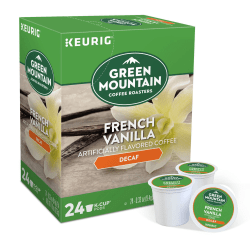 Green Mountain Coffee Single-Serve Coffee K-Cup Pods, Decaffeinated, French Vanilla, Carton Of 24