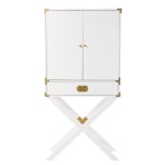 SEI Furniture Campaign 30inW Tall Bar Cabinet With Storage, White/Gold