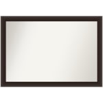 Amanti Art Narrow Non-Beveled Rectangle Wood-Framed Bathroom Wall Mirror, 27-1/2in x 39-1/2in, Romano Espresso