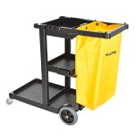 Alpine 3-Shelf Janitorial Platform Cleaning Cart, 47-5/8inH x 18-15/16inW x 39-1/4inD, Yellow/Black