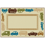 Carpets for Kids KID$Value Rugs All Autos Border Activity Rug, 3ft x 4ft6in, Tan