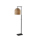 Adesso Bahama Floor Lamp, 58inH, Natural Rattan/Dark Bronze