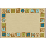 Carpets for Kids KID$Value Rugs Alphabet Blocks Border Activity Rug, 3ft x 4ft6in, Tan