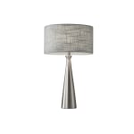 Adesso Linda Table Lamp, 21 1/2inH, Light Gray Shade/Brushed Steel Base