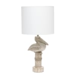 Simple Designs Shoreside Sitting Pelican Table Lamp, 17-1/4inH, White/Beige Wash