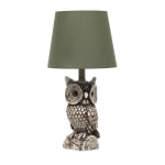 Simple Designs Woodland Gazing Night Owl Table Lamp, 19-7/8inH, Green/Brown