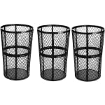 Alpine Industries Metal Mesh Outdoor Trash Receptacles, 48 Gallons, Black, Pack Of 3 Receptacles