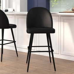 ALPHA HOME Saddle Design PU Leather Counter-Height Stools, Gray/Gold, Set Of 2 Stools