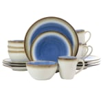 Gibson Elite Moonstruck 16-Piece Ceramic Dinnerware Set, Blue