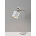 Adesso Emmett Desk Lamp, 23-1/4inH, White Shade/Brushed Steel Base