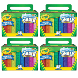 Crayola Washable Sidewalk Chalk Sticks, Assorted Colors, 48 Sticks Per Box, Case Of 4 Boxes