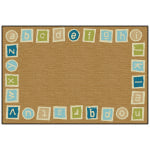 Carpets for Kids KID$Value PLUS Alphabet Blocks Border Rug, 7ft6in x 12ft , Brown