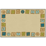 Carpets for Kids KID$Value PLUS Alphabet Blocks Border Rug, 7ft6in x 12ft , Tan