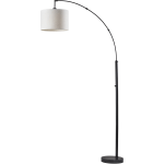 Adesso Bowery Arc Floor Lamp, 82inH, Taupe Shade/Matte Black Base