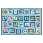 Carpets for Kids KID$Value PLUS Alphabet Blocks Activity Rug, 6ft x 9ft , Light Blue