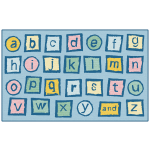 Carpets for Kids KID$Value PLUS Alphabet Blocks Activity Rug, 7ft6in x 12ft , Light Blue