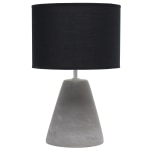 Simple Designs Pinnacle Concrete Table Lamp, 14-1/4inH, Black Shade/Gray Base