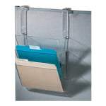 Office Depot Brand Plastic Letter-Size Hanging 3-Pocket Wall File, 8-1/2in x 13-3/8in x 8-1/2in, Clear