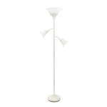 Lalia Home Torchiere Floor Lamp With 2 Reading Lights, 71inH, White