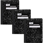 Mead Composition Notebooks, 9 3/4in x 7 1/2in, College Ruled, 100 Sheets, Black Marble, Pack Of 3