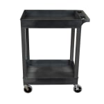 Luxor 2-Shelf Plastic Utility Cart, 34-1/4inH x 24inW x 18inD, Black