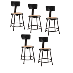 Flash Furniture Lyla Commercial-Grade Modern Armless Bar Stools, Black LeatherSoft, Set Of 2 Stools