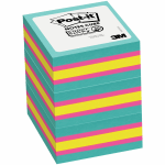 Post-it Super Sticky Notes Cube - 3in x 3in - Square - Aqua Splash, Sunnyside, Power Pink - 3 / Pack