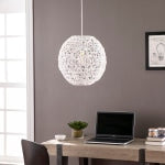 SEI Alakesh Round Woven Rattan Pendant Lamp Shade, 15-1/2in x 15-1/2in, White