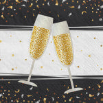 Amscan New Years Eve Pop Clink Cheers Beverage Napkins, 5in x 5in, Black, Pack Of 100 Napkins