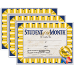 Hayes Certificates, 8-1/2in x 11in, Student Of The Month, Ribbons, 30 Certificates Per Pack, Set Of 3 Packs