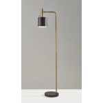 Adesso Emmett Floor Lamp, 61inH, Black Shade/Antique Brass And Black Base