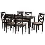 Baxton Studio Lanier Dining Set, 29-3/16inH x 59-1/16inW x 35-7/16inD, Sand/Dark Brown