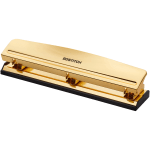 Bostitch 3-hole Punch - 3 Punch Head(s) - 12 Sheet - 9/32in Punch Size - Metal, Rubber - 2.5in x 10.6in - Yellow, Gold